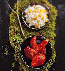 Cailles tandoori, riz à la mangue