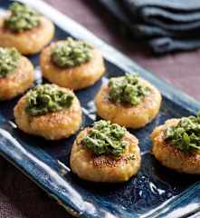 Mini Crab cakes with Cilantro Pesto