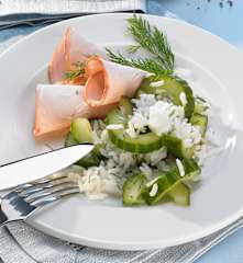 Putenbrust mit Gurkenreis