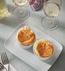 Soufflé de vieira y manchego curado para dos