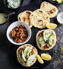 Naan Breads with Cauliflower, Feta and Matcha Tahini