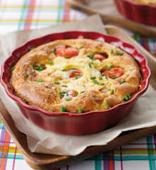 Clafoutis de tomate-cereja