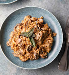 Freekeh Risotto with Mixed Mushrooms and Sage
