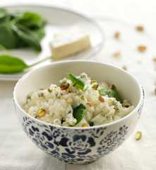 Risoto de espinafres e queijo azul