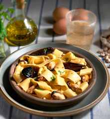 Pappardelle de garbanzos con mejillones (sin gluten)