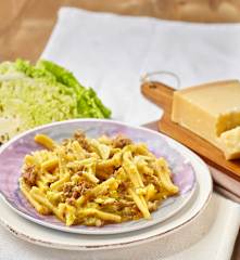 Caserecce alla verza e pasta di salame