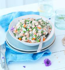 Macédoine au saumon et mayonnaise légère