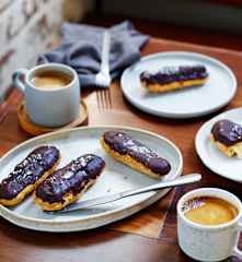 Chocolate miso eclairs