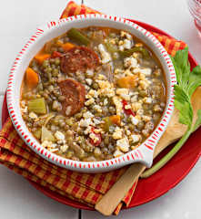 Lentejas y soja con verduras