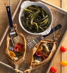 Cuore di merluzzo e contorno di cicoria