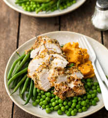 Jerk Chicken with Sweet Potato Mash and Vegetables