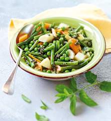 Jardinière de légumes, pesto de menthe