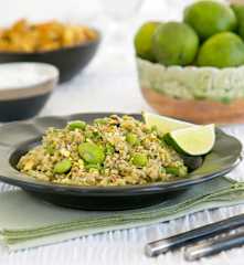 Freekeh pilaf with broad beans