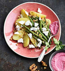 Haricots, pommes de terre, betterave et chèvre