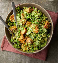 Spiced Potato Salad with Herb Yoghurt, Watercress and Peas