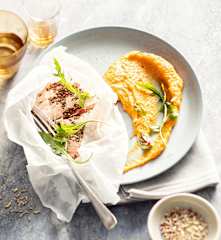 Saumon mariné et purée de carotte