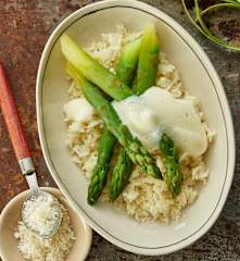 Asparagus, Parmesan Rice and Lemon Sabayon Sauce
