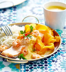 Saumon vapeur sauce aux crevettes