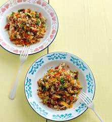 Salada de frango e vinagreta de framboesa