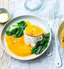 Cabillaud à l'orange, mousseline de carottes