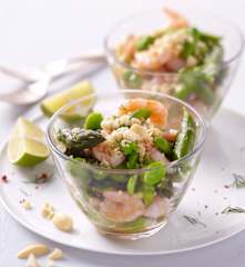 Salade d'asperge, crevettes et amandes