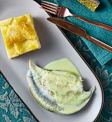 Filetto di rombo allo champagne con gratin dauphinois