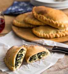 Silverbeet and mushroom calzone