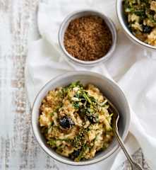 Risoto de bacalhau com grelos e broa de avintes