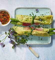 Crêpes aux fines herbes et aux asperges