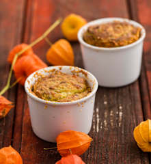 Soufflé de queijo, bacon e ervas aromáticas