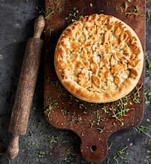 Tarte de frango, cogumelos e sidra