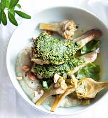 Côtelettes d'agneau et purée d'artichauts