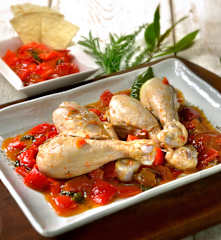 Chicken with red peppers