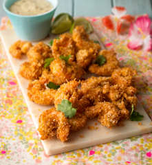 Coconut-crusted King Prawns with Citrus Mustard Dip