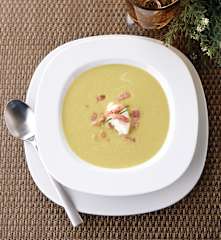 Creme de ervilhas com queijo-creme