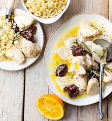 Dinde au romarin, dattes et blé à l'orange