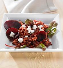 Rote-Bete-Risotto mit Ziegenkäse