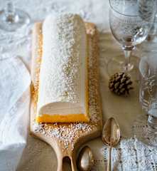 Bûche glacée à la noix de coco et à la mangue