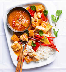 Pescado agridulce con arroz