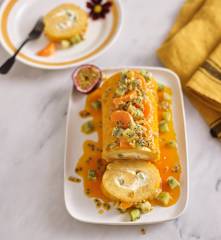 Torta de maracujá, tangerina e kiwi