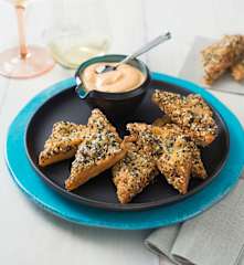 Prawn toast with Sriracha® and sesame mayonnaise