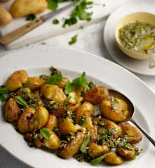 Crispy Smashed Jersey Royals with Salsa Verde