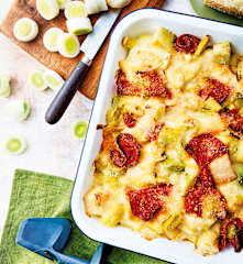 Gratin poireau-pomme de terre au chorizo et parmesan