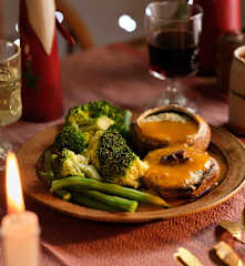 Stuffed Portobello Mushrooms with Vegetables and Gravy