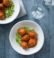 Indian kofta curry with broccoli rice
