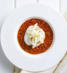 Tagliatelle di seppie sottovuoto con ragù di lenticchie