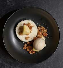 Apple Mousse Crumble with Rosemary Ice Cream (Matthew Kenney)