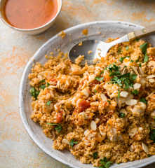Trapanese Couscous with Fish, Tomatoes and Almonds - Couscous alla trapanese con pesce, pomodori e mandorle