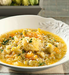 Pumpkin, cauliflower and romanesco soup