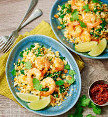 Semoule de chou-fleur aux crevettes